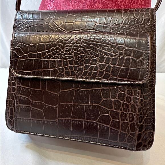 Nine West Brown Faux‎ Alligator Leather Crossbody Purse - Picture 3 of 10